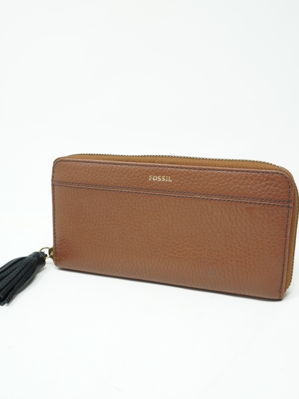 FOSSIL "Tara" Large Continental Zip Around Wallet in Brown Leather